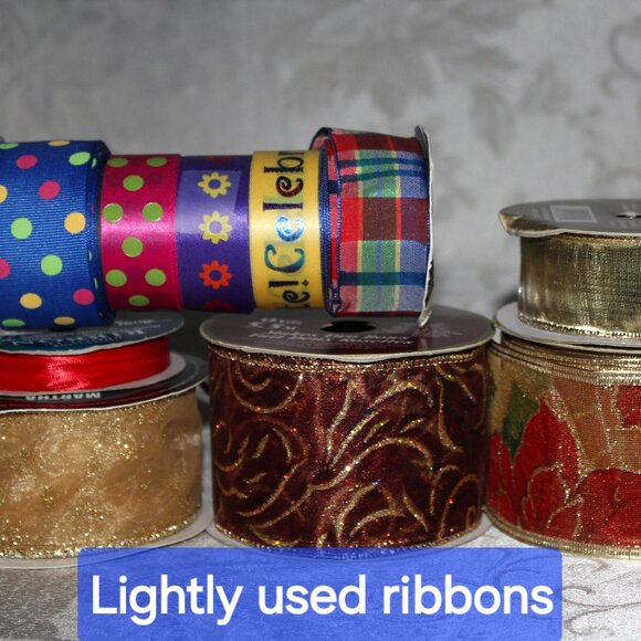 Lot of Vintage Christmas & Everyday Ribbons | Gold Ribbon | Glitter Ribbon - Picture 5 of 6